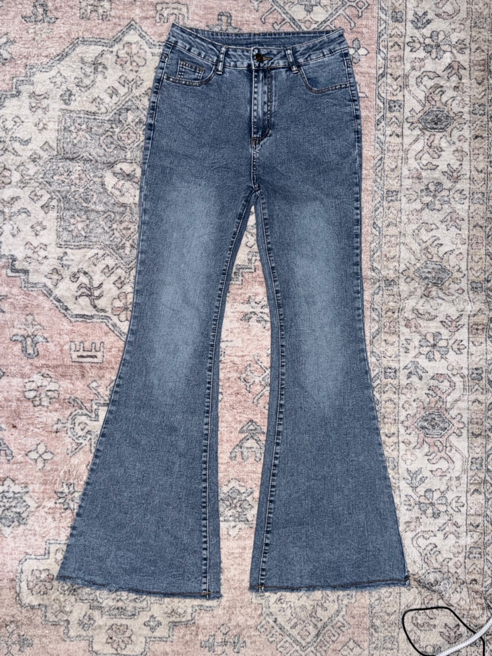 SHEIN Women's Flared Mid-Blue Skinny-to-Flare Jeans